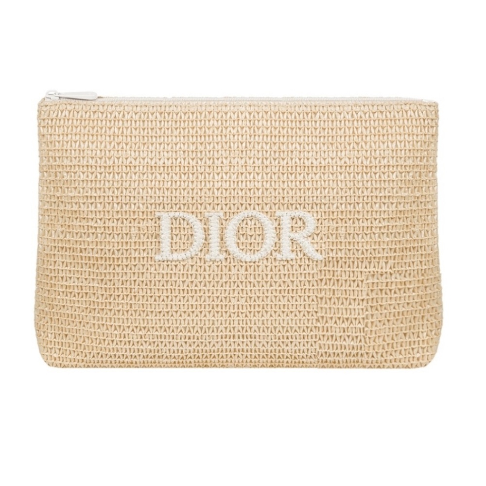 NIB Dior Raffia Woven Clutch Pouch